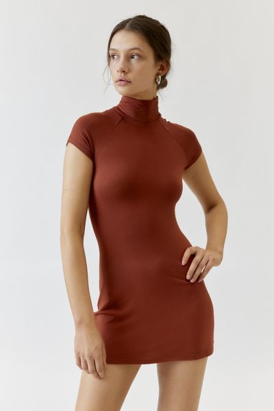 silence + noise audrey mock neck mini dress