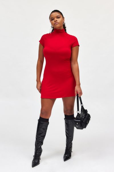 silence + noise audrey mock neck mini dress