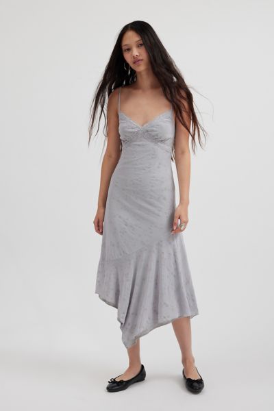Motel Devon Asymmetric Midi Dress In Light Grey, Women's At Urban Outfitters In Light Grey