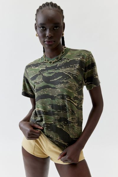 Shop Urban Renewal Remade Tiger Camo Tee In Green, Women's At Urban Outfitters