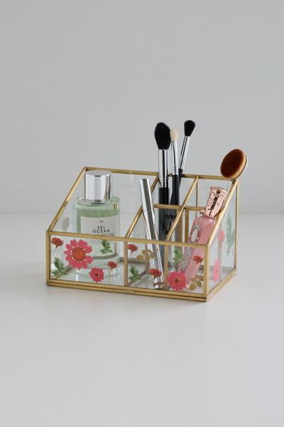 Urban Outfitters Flower Makeup Organizer In Brass At