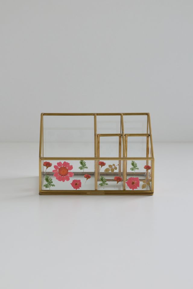 Organisateur de Maquillage en Verre à Fleurs Pressées #2