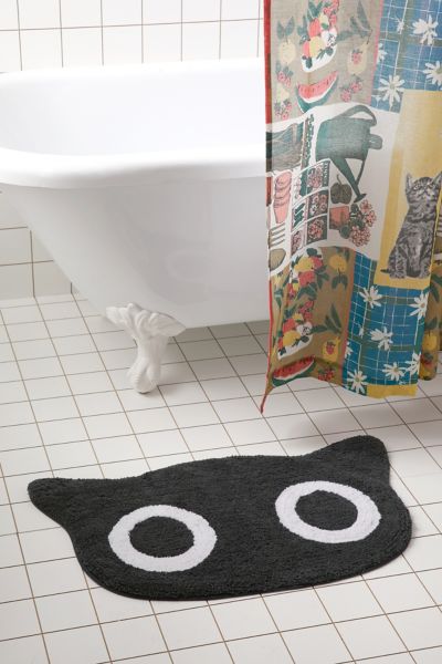 Urban Outfitters Milo Cat Face Bath Mat In Black At  In Black