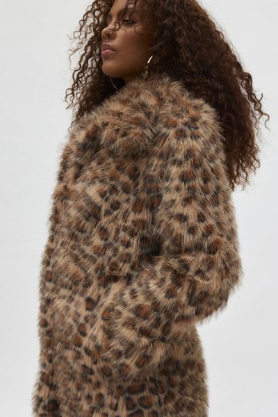 Silence + Noise Stacey Cheetah Faux Fur Overcoat