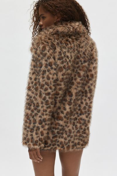 Silence + Noise Stacey Cheetah Faux Fur Overcoat