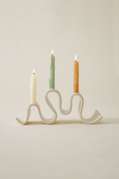 Shop Sin Ceramic Wyat Candelabra In Cream At Urban Outfitters