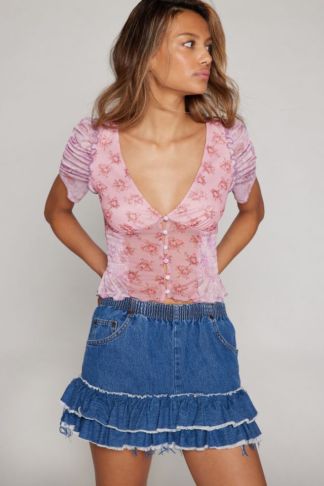 Urban Renewal Remade Rah Rah Pull On Denim Mini Skirt #5