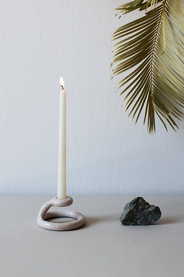 Sin Ceramic Uni Candlestick Holder In Speckled White At Urban Outfitters In Green