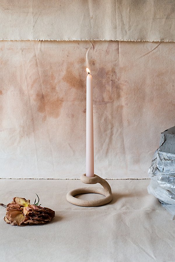 Sin Ceramic Uni Candlestick Holder In Speckled At Urban Outfitters In Neutral