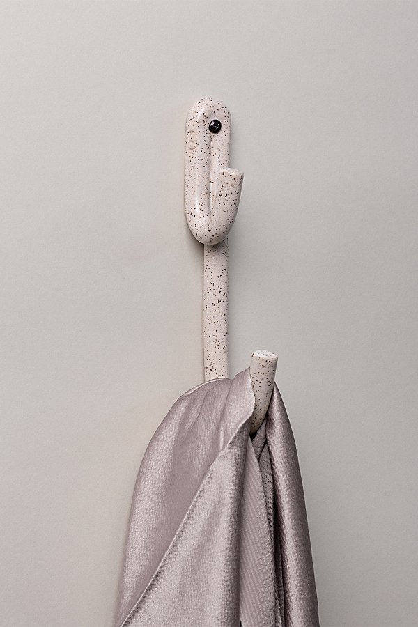 Sin Ceramic Leggy Long Wall Hook In Speckled White At Urban Outfitters In Neutral