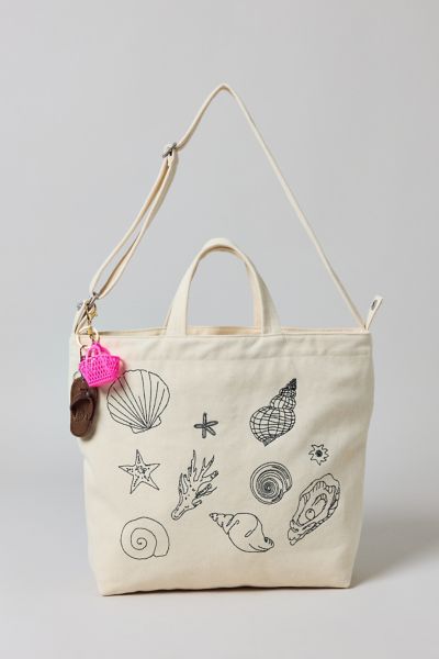 Baggu Horizontal Duck Bag In Embroidered Shell, Women's At Urban Outfitters