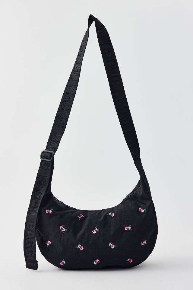 BAGGU UO Exclusive Rose Embroidery Medium Nylon Crescent Bag #1