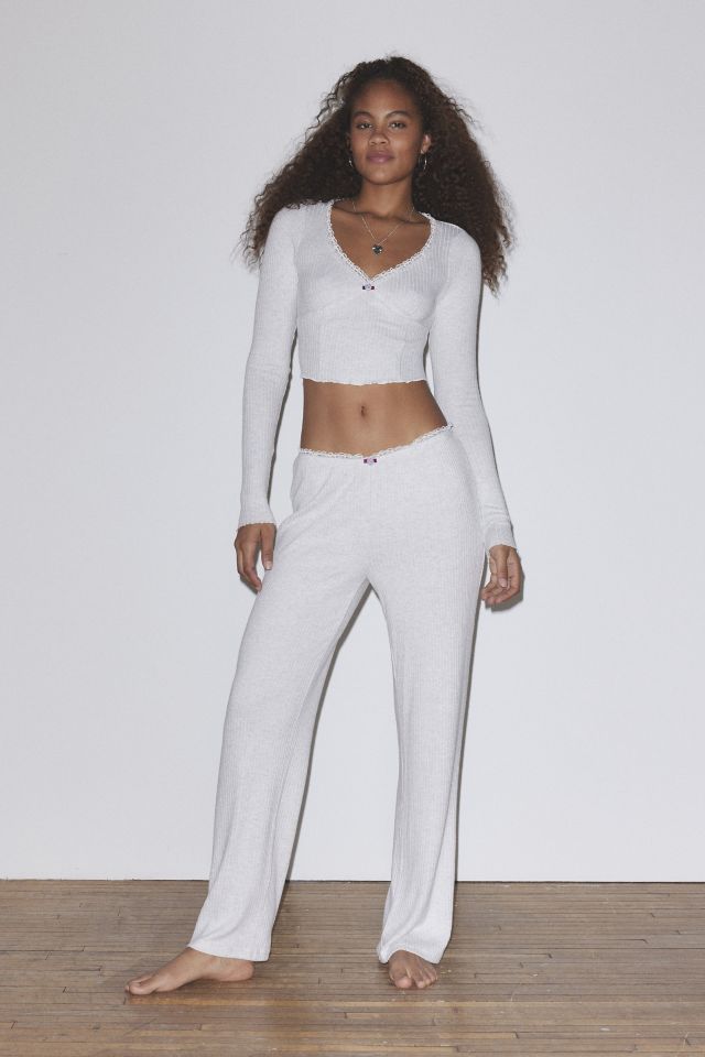 Out From Under Brushed Lace Trim Long Sleeve Top #2