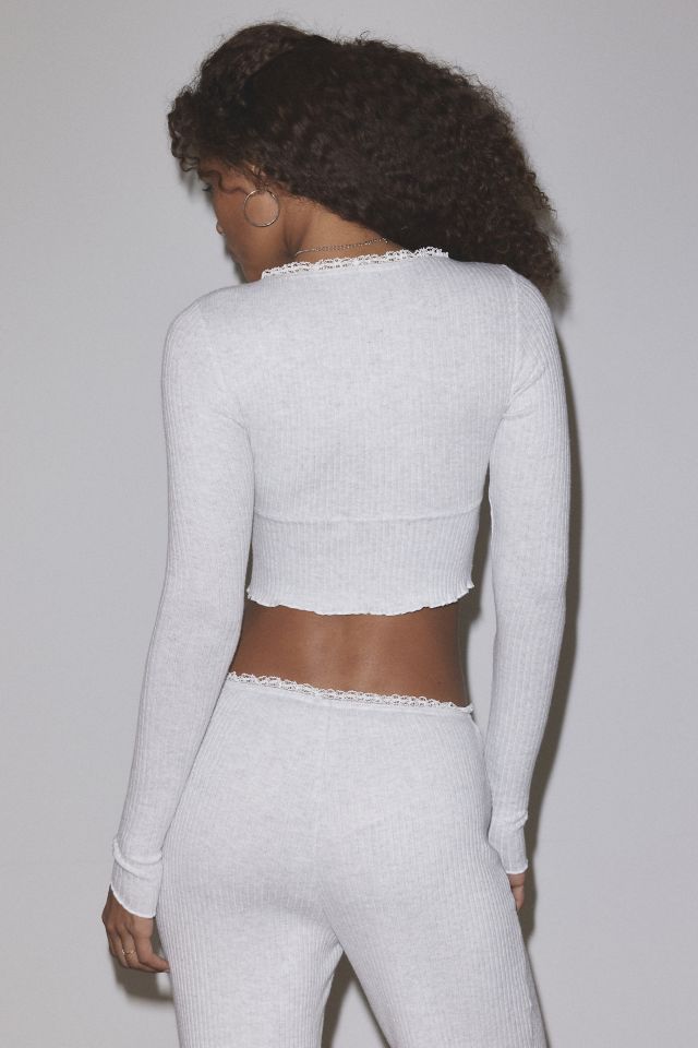 Out From Under Brushed Lace Trim Long Sleeve Top #3