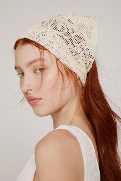 Urban Outfitters Swirl Crochet Headscarf In Ivory Combo, Women's At  In Pink