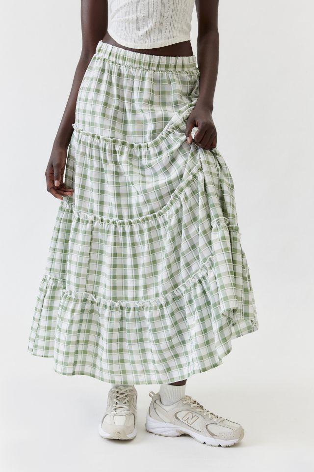 Urban Renewal Remnants Gingham Tiered Maxi Skirt #1