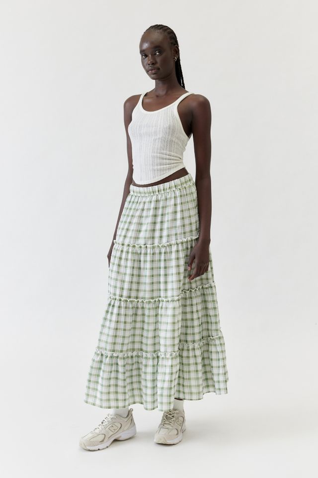 Urban Renewal Remnants Gingham Tiered Maxi Skirt #2