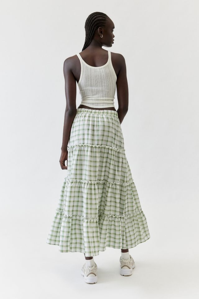 Urban Renewal Remnants Gingham Tiered Maxi Skirt #4