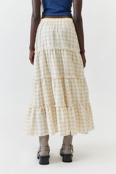 Urban Renewal Remnants Gingham Tiered Maxi Skirt