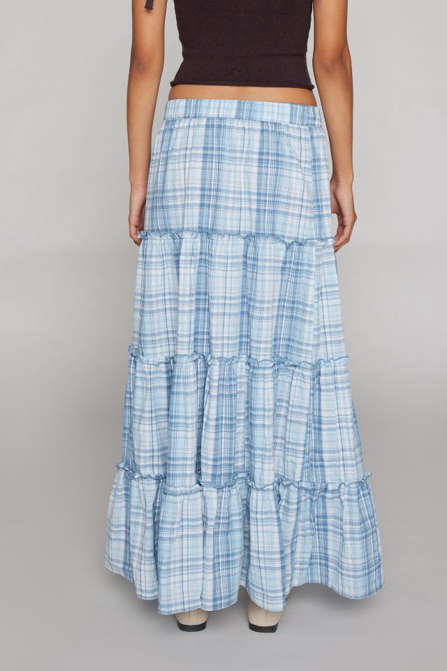 Urban Renewal Remnants Plaid Pattern Tiered Maxi Skirt #3