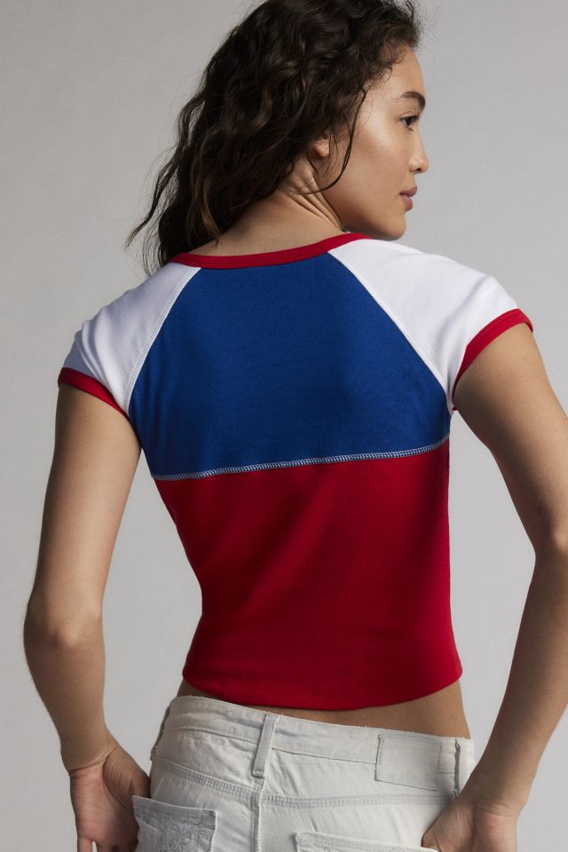 USA Lace Up Graphic Muscle Baby Tee #1