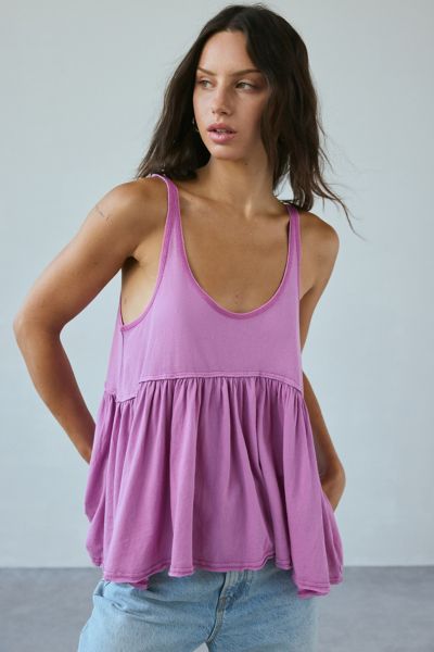 BDG COLBY BABYDOLL TUNIC TANK TOP IN PURPLE, WOMEN'S AT URBAN OUTFITTERS 