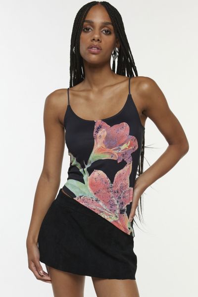 Asymmetrical Graphic Floral Cami