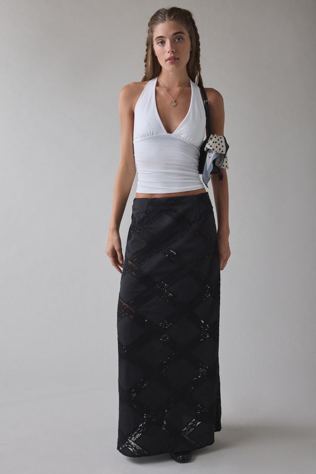 Hosbjerg Priya Sheer Lace Trim Maxi Skirt