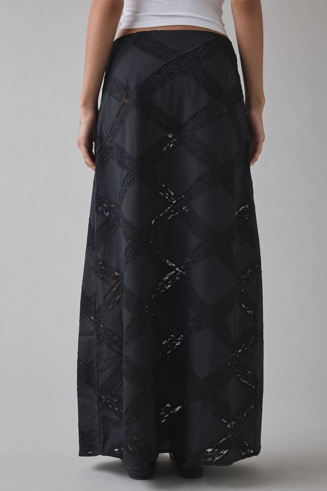 Hosbjerg Priya Sheer Lace Trim Maxi Skirt