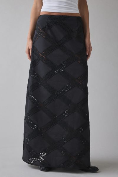 Hosbjerg Priya Sheer Lace Trim Maxi Skirt