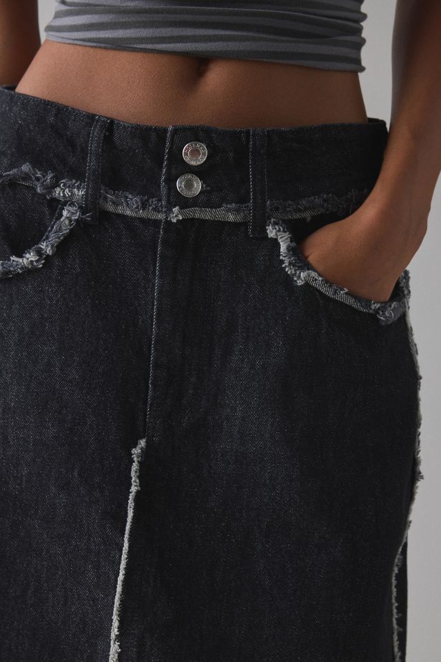 Hosbjerg Penny Frayed Denim Midi Skirt #1