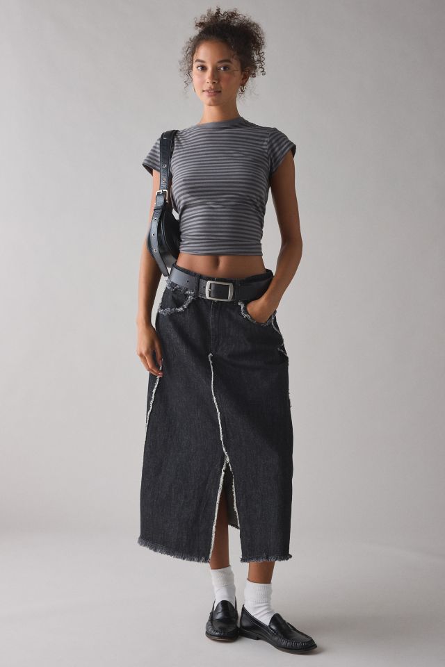 Hosbjerg Penny Frayed Denim Midi Skirt #2