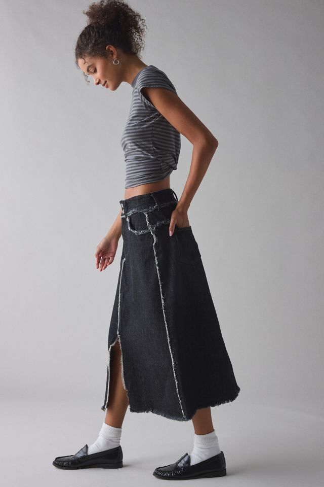 Hosbjerg Penny Frayed Denim Midi Skirt #3