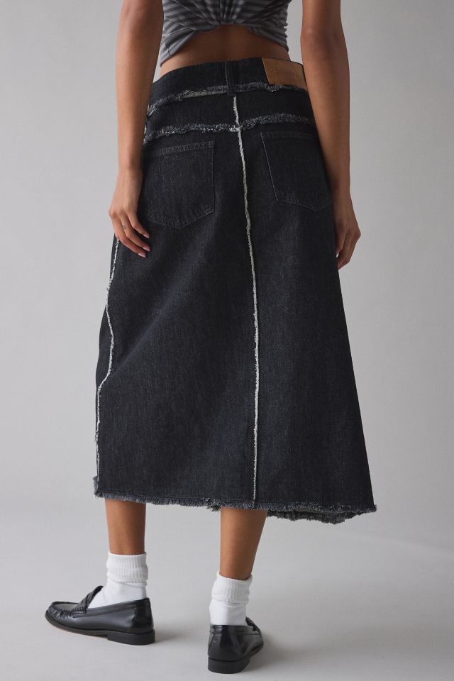 Hosbjerg Penny Frayed Denim Midi Skirt #4