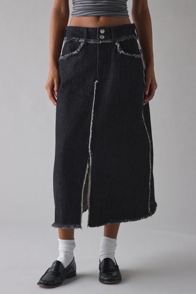 Jupe mi-longue en denim effiloché Hosbjerg Penny