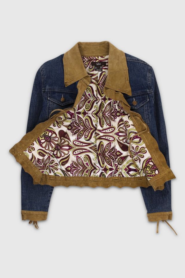 Vintage Y2K Paisley Denim Suede Jacket