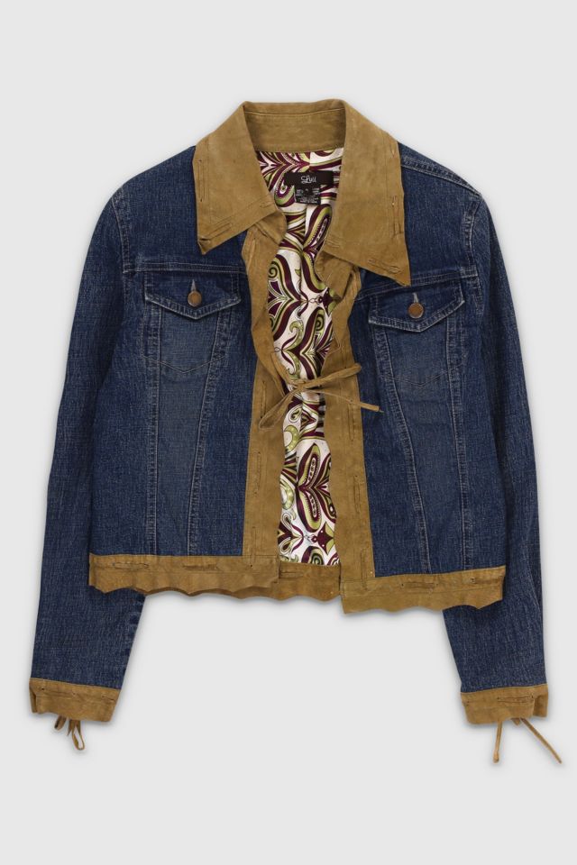 Vintage Y2K Paisley Denim Suede Jacket