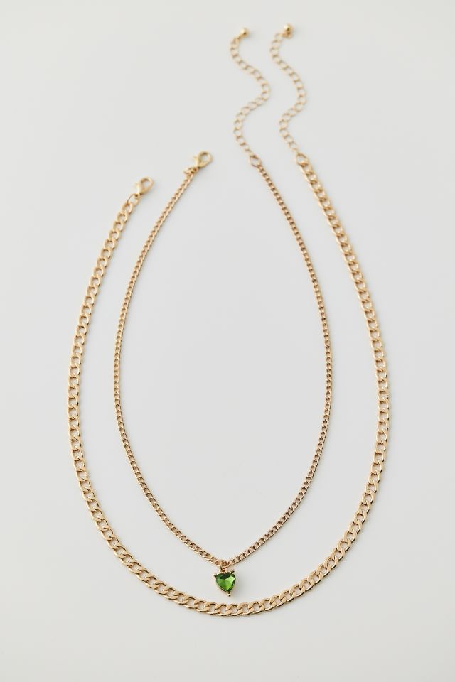 Heart Stone Layering Necklace Set #1
