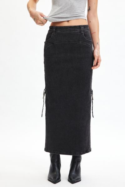 BY.DYLN Immy Black Denim Maxi Skirt