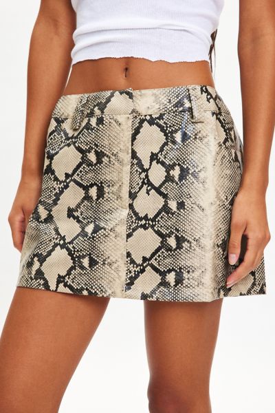 by.DYLN Xaavier Snake Print Faux Leather Mini Skirt