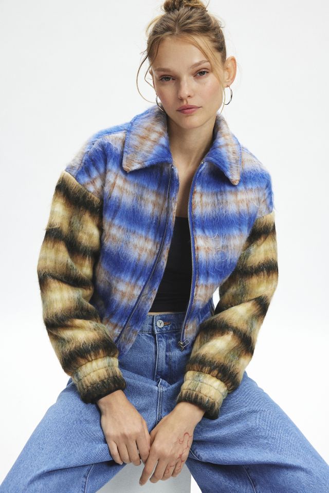 Kimchi Blue Stevie Patchwork Plaid Bomber Jacket #1