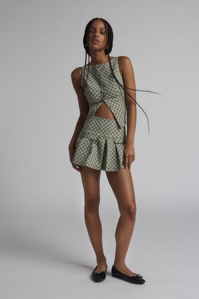 Kimchi Blue Raquel Crop Vest Top & Pleated Mini Skirt Set #1