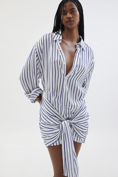 Bardot Malira Stiped Button-Down Shirt Dress | Urban Outfitters