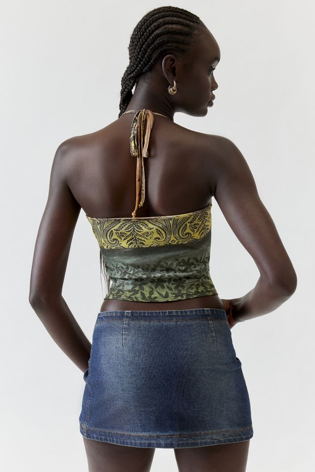Urban Renewal Remnants Printed Mesh Flyaway Halter Top #2