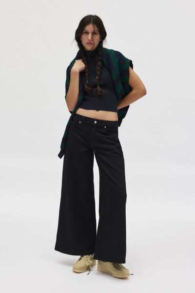 Bdg Joey Full Length Wide Leg Jean In Washed Black, Women's At Urban Outfitters In Light Grey