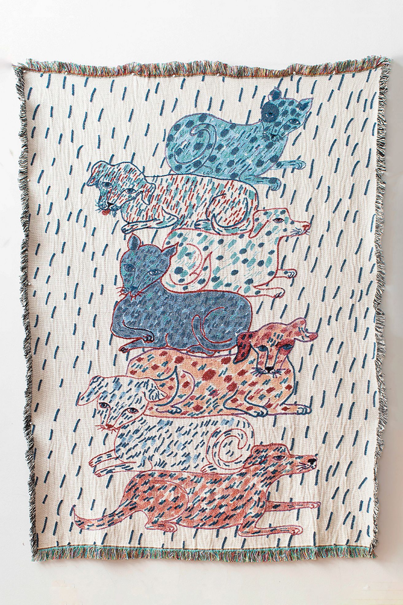 Olivia Wendel Sprinkled Cat and Dogs Blanket - Multicolored, ONE SIZE