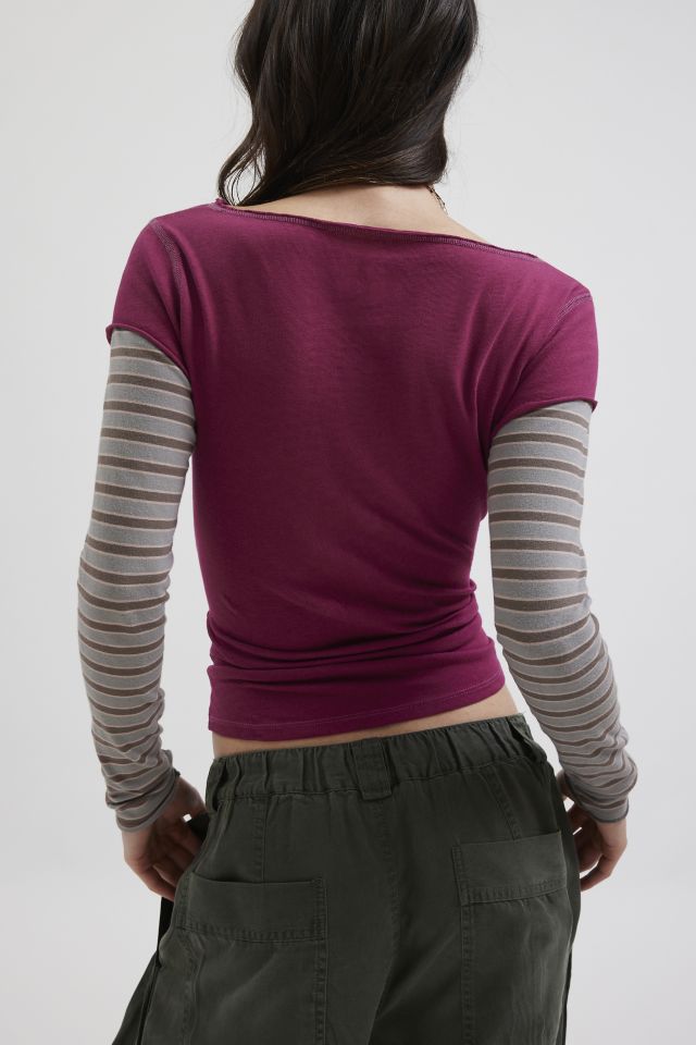 BDG Sloane Layered Twofer Slim Long Sleeve Tee #3