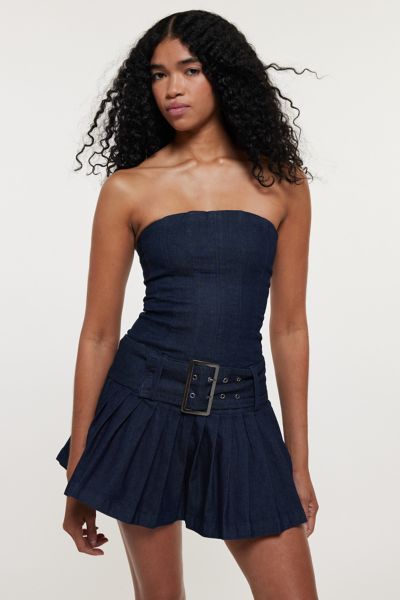 Silence + Noise Ellie Belted Denim Mini Dress