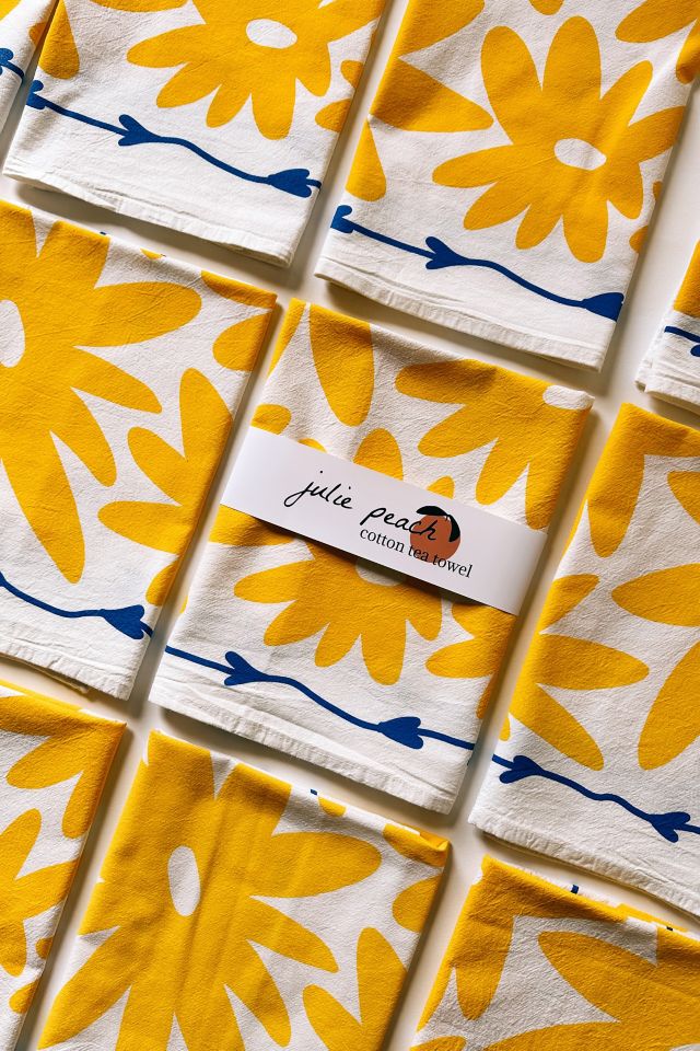 Julie Peach Floral Splat Tea Towel #1