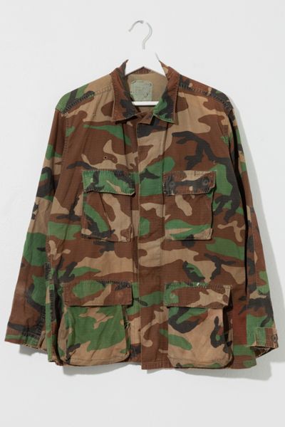 Vintage 1990s Distressed Camo Chore Coat Work Jacket